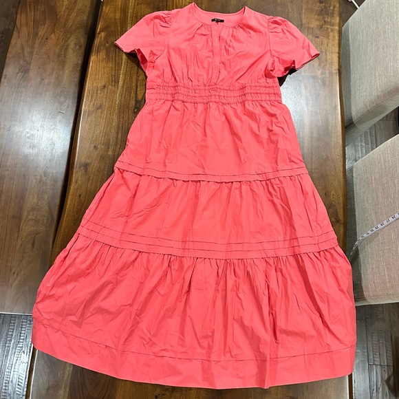 Quince 100% Organic Cotton Poplin Tiered Maxi Dress In Spiced Coral Size XL - Picture 2 of 8
